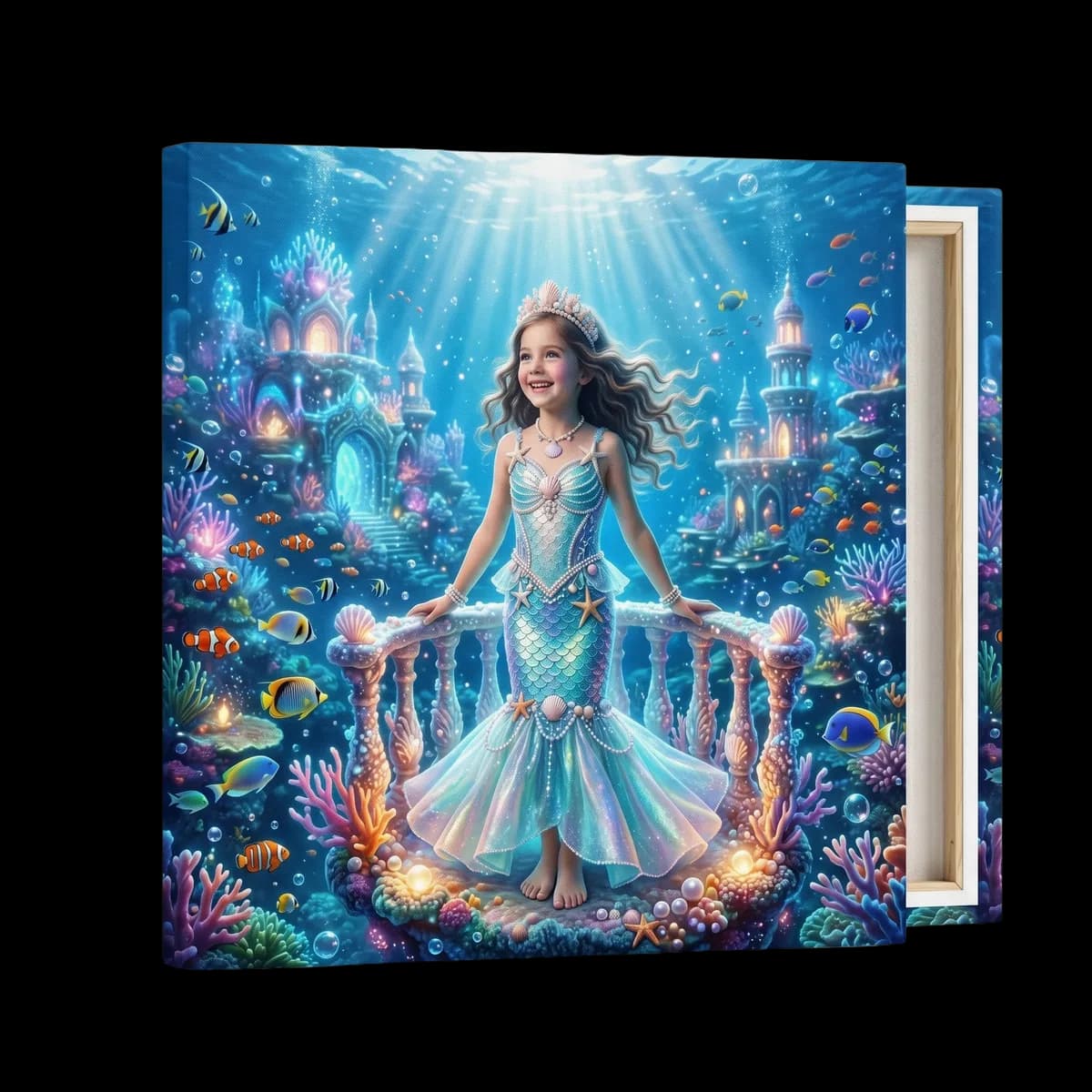 Personalised mermaid portrait on a 38mm gallery-wrapped canvas