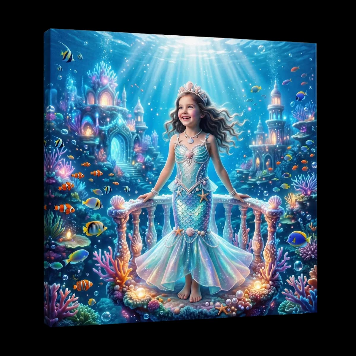 Mermaid portrait printed on a 38mm gallery-wrapped canvas