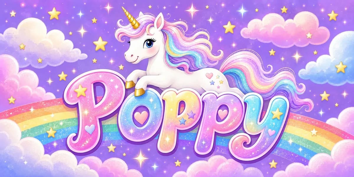 The Unicorn Rainbow towel design personalised with the name Poppy
